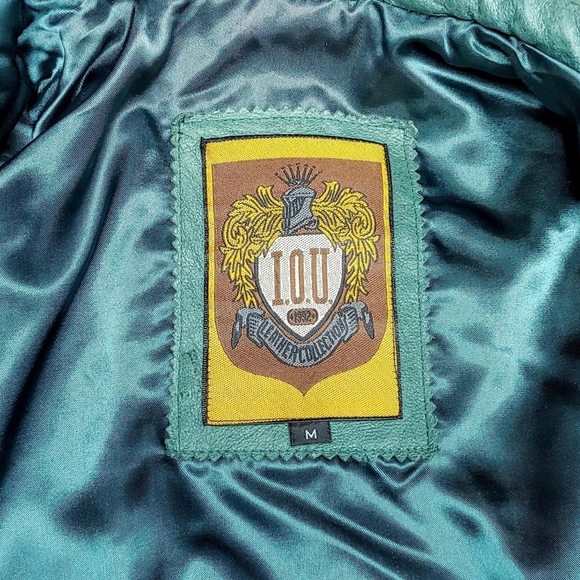 80s color block leather vintage bomber jacket - Picture 5 of 7